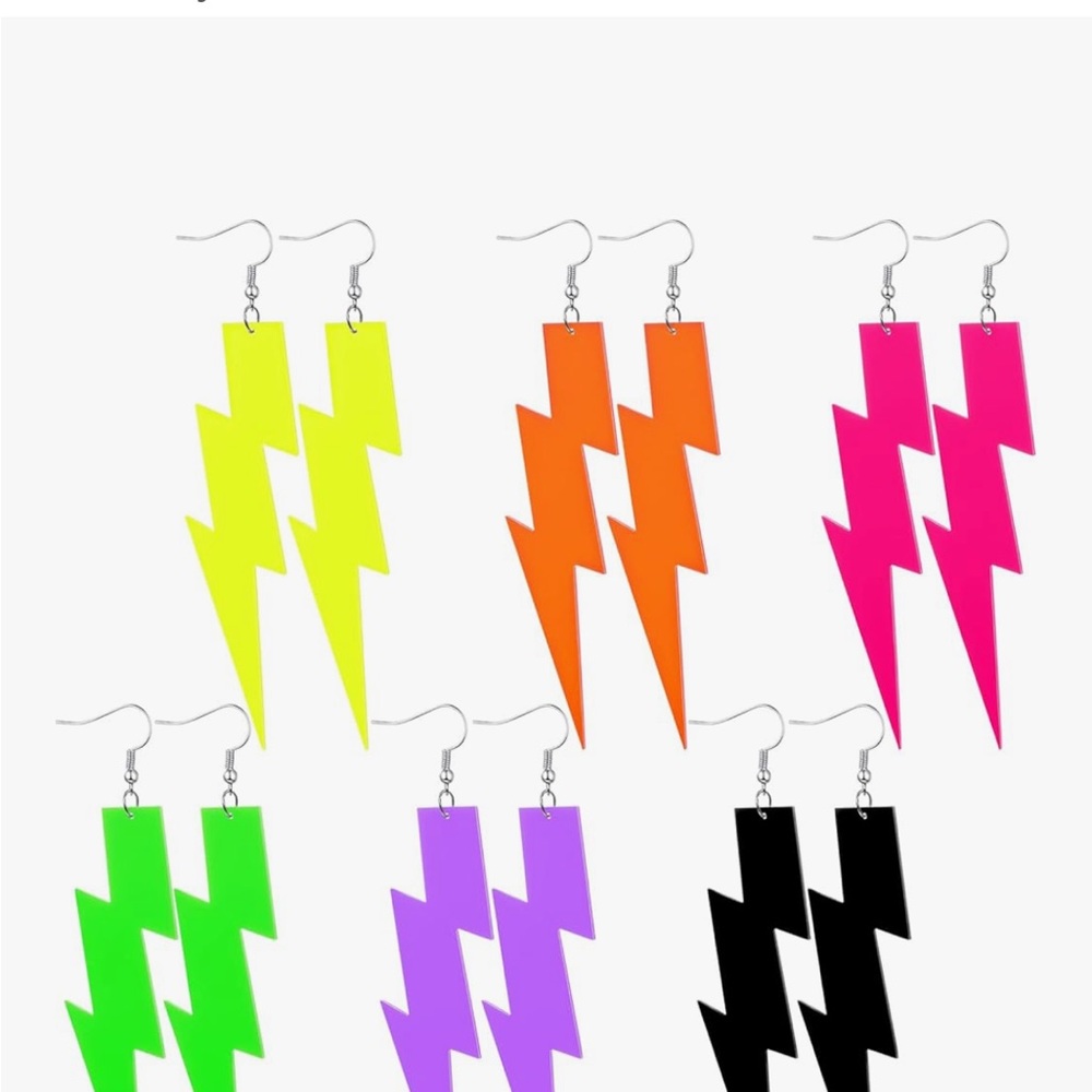 Neon Lightning Bolt Earrings
